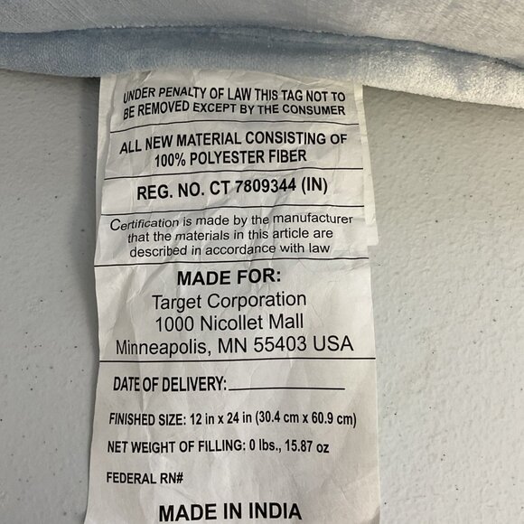 Threshold Oversized Velvet Lumbar Throw Pillow Blue 12 X 12” - Picture 6 of 7